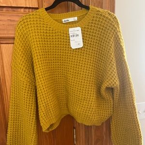 Cropped Chunky Mustard Knit Sweater